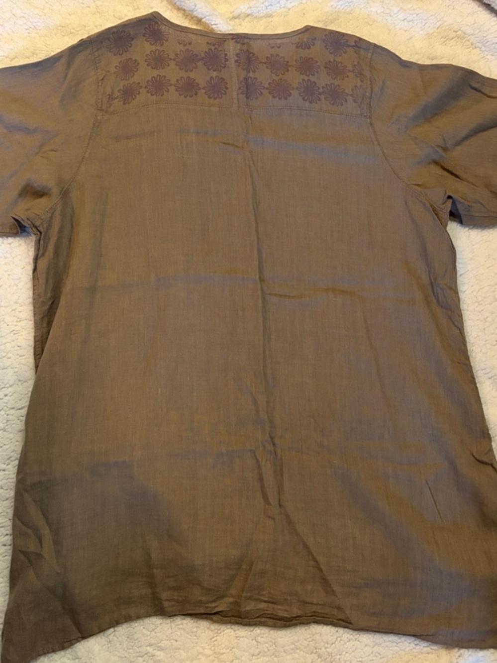 Blue Fish Taupe Hand Painted V-Neck Tunic - Picture 7 of 7